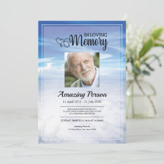 Blue sky Funeral order of service Invitation
