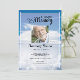 Blue sky Funeral order of service Invitation
