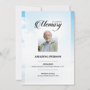 Blue Sky Funeral Prayer Card Template