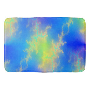 Blue Sky & Golden Yellow Lightning Bolts Bath Mat