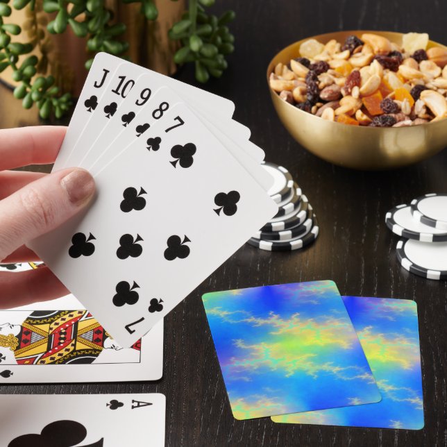Blue Sky & Golden Yellow Lightning Bolts Playing Cards (In Situ)