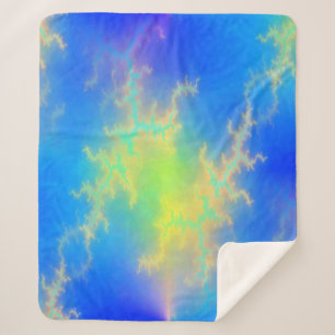 Blue Sky & Golden Yellow Lightning Bolts Sherpa Blanket