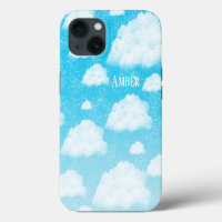 Blue Sky Gradient White Clouds Personalized