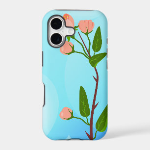 Blue sky gradient with blooming spring branch 