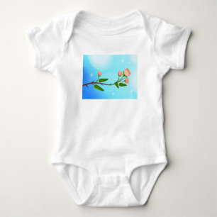 Blue sky gradient with blooming spring branch baby bodysuit