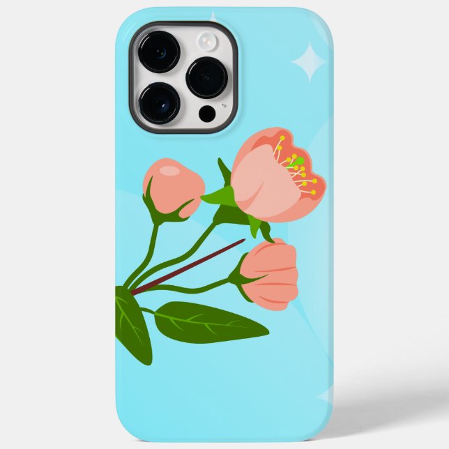 Blue sky gradient with blooming spring branch  Case-Mate iPhone case (Back)