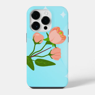 Blue sky gradient with blooming spring branch iPhone 14 pro case