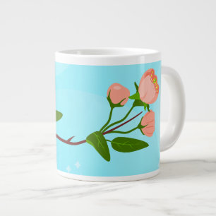 Blue sky gradient with blooming spring branch large coffee mug