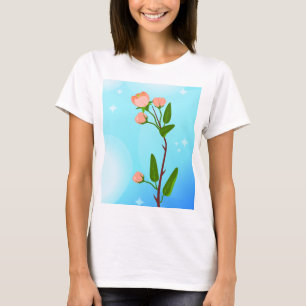 Blue sky gradient with blooming spring branch  T-Shirt