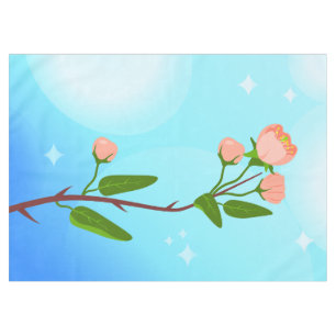 Blue sky gradient with blooming spring branch tablecloth