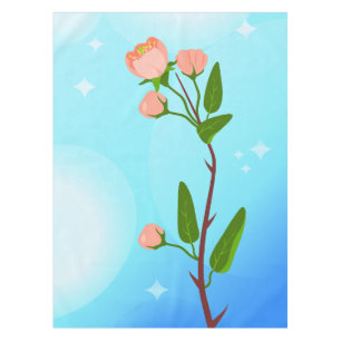 Blue sky gradient with blooming spring branch tablecloth
