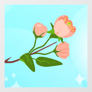 Blue sky gradient with blooming spring branch window cling