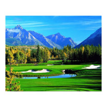 Blue Sky Green Grass Mountain Image Poster de golf