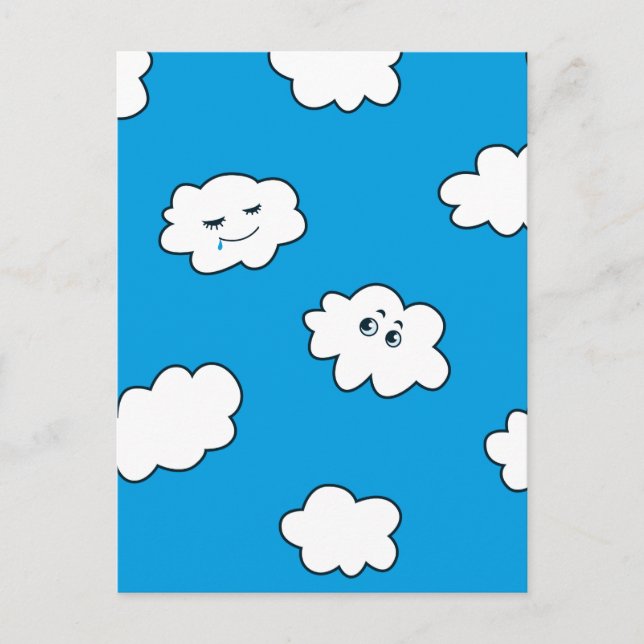 Blue Sky Happy Funny Clouds Postcard (Front)