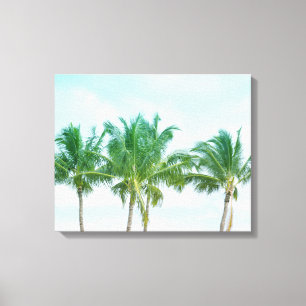 Blue Sky Hawaii Palm Trees Canvas Print
