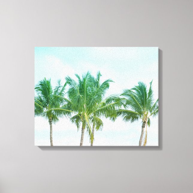 Blue Sky Hawaii Palm Trees Canvas Print (Front)