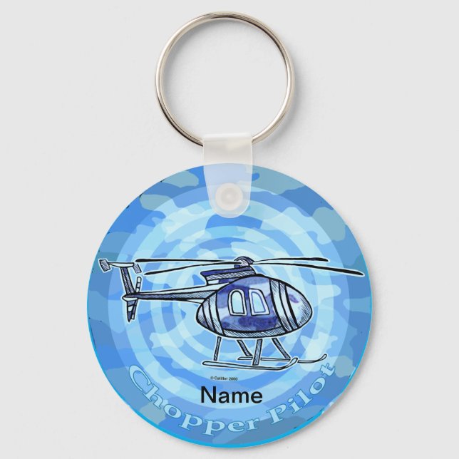 Blue Sky Helicopter Keychain (Front)