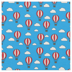Blue Sky Hot Air Balloon Pattern Fabric