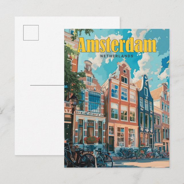 Blue Sky in Amsterdam Netherlands Vintage Travel  Postcard (Front/Back)