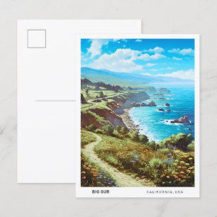 Blue Sky in Big Sur California USA Vintage Travel  Postcard