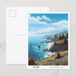 Blue Sky in Big Sur California USA Vintage Travel  Postcard