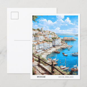 Blue Sky in Brixham Devon England Vintage Travel  Postcard
