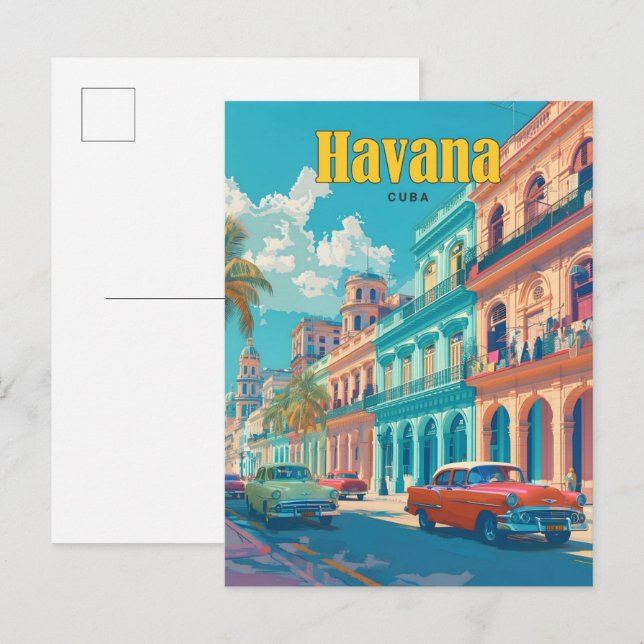 Blue Sky in Havana Cuba Vintage Travel  Postcard (Front/Back)