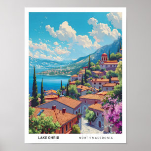 Blue Sky in Lake Ohrid North Macedonia Travel Poster