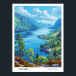 Blue Sky in Loch Ness Scotland Vintage Travel  Poster<br><div class="desc">Blue Sky in Loch Ness Scotland Art Vintage Travel Painting Postcard</div>