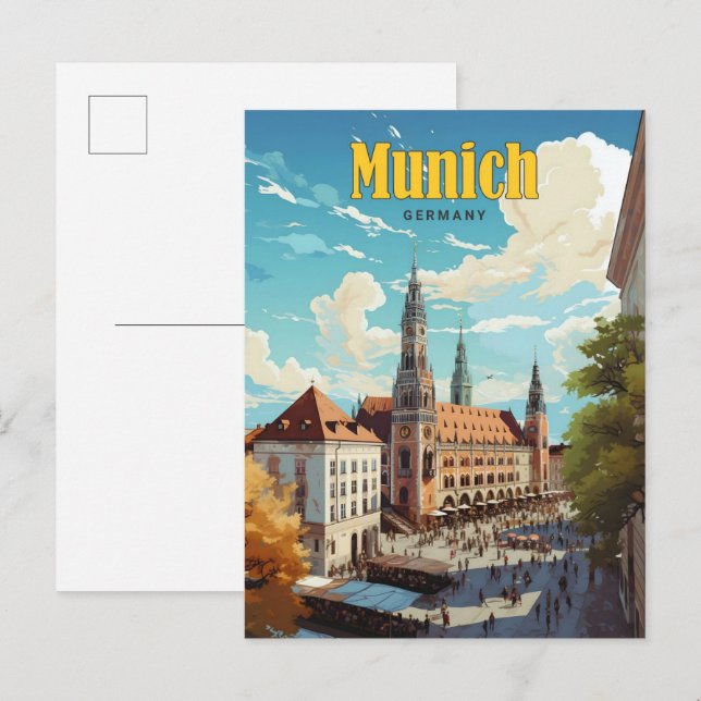 Blue Sky in Munich Germany Vintage Travel  Postcard (Front/Back)