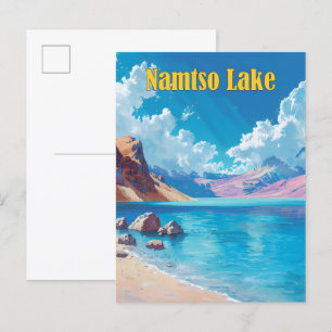 Blue Sky in Namtso Lake Tibet Vintage Travel  Postcard