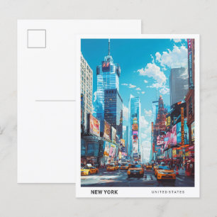 Blue Sky in New York USA Vintage Travel  Postcard