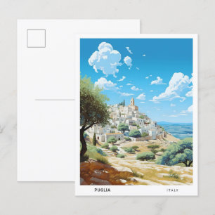 Blue Sky in Puglia Italy Vintage Travel  Postcard