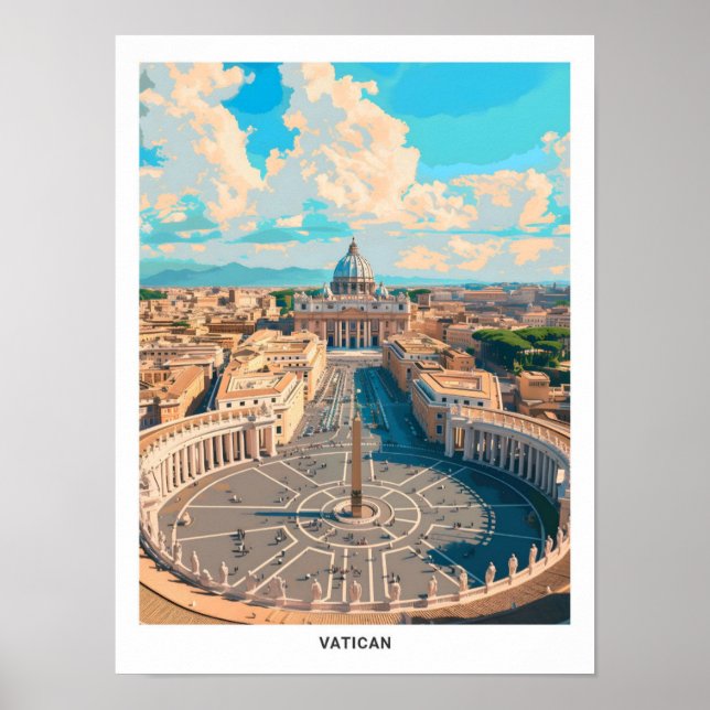 Blue Sky in Vatican Vintage Travel  Poster (Front)