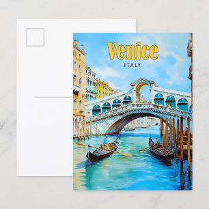 Blue Sky in Venice Italy Vintage Travel  Postcard