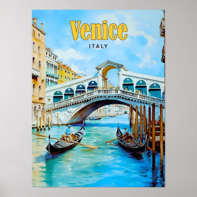 Blue Sky in Venice Italy Vintage Travel  Poster (Front)