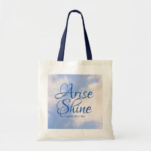 Blue Sky Inspirational Arise and Shine Bible Verse Tote Bag
