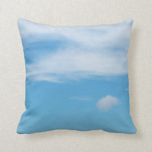 Blue Sky Light Fluffy Clouds Photographic Beach Throw Pillow