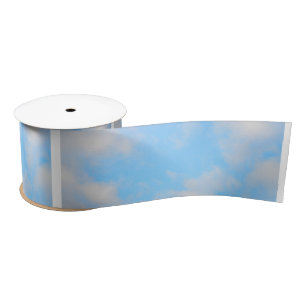 Blue Sky Light White Clouds Cloudy Spring Satin Ribbon