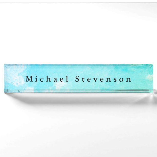Blue Sky Modern Design Unique Personal Nameplate (Front)