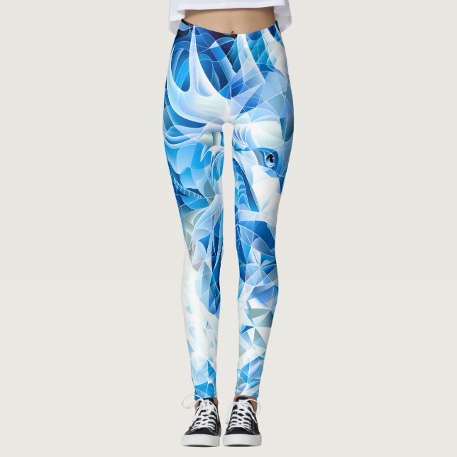 Blue Sky Mosaic Dragon  Leggings (Front)