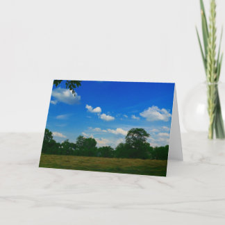 Blue Sky over cut hay field Card