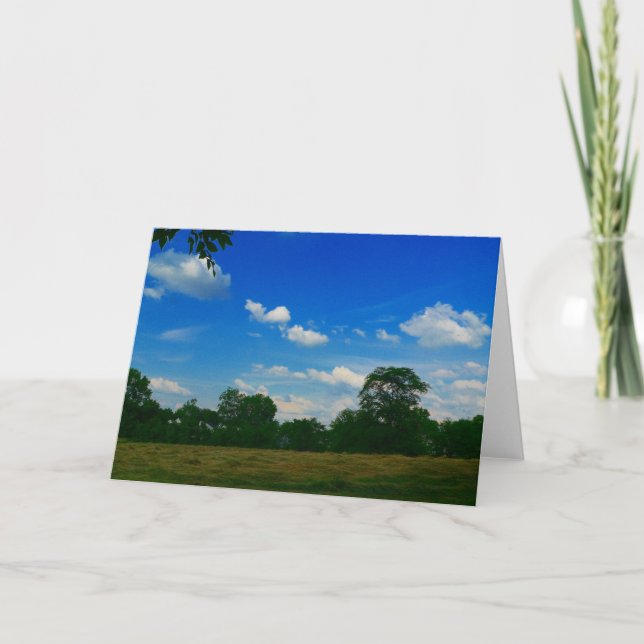 Blue Sky over cut hay field Card (Front)