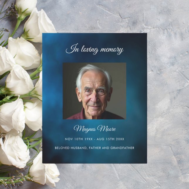Blue sky photo funeral program card (Creator Uploaded)