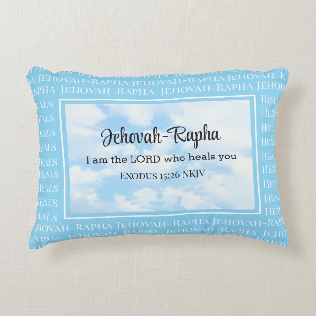 Blue Sky Photo I am the Lord Who Heals Bible Verse Accent Pillow (Front)