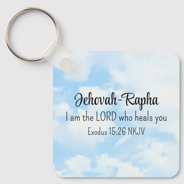 Blue Sky Photo I am the Lord Who Heals Bible Verse Keychain (Front)