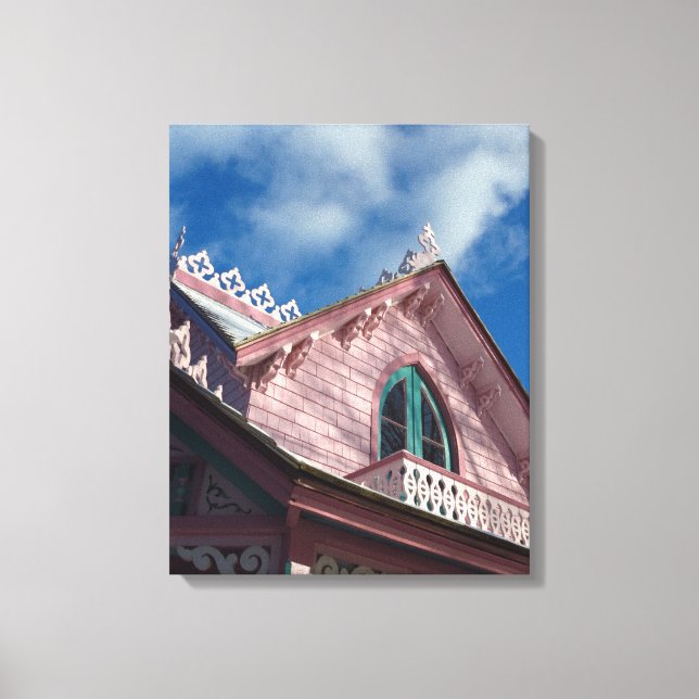 Blue Sky Pink Roofline - Martha's Vineyard Canvas Print (Front)