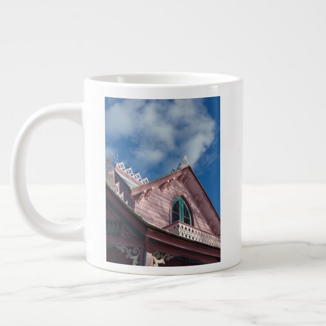 Blue Sky Pink Roofline - Martha's Vineyard Large Coffee Mug (Left)