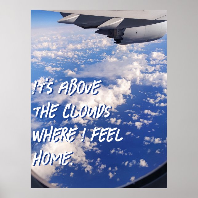 Blue sky poster Airplane window view (Front)