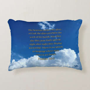 Blue Sky/Puffy Couds with Psalm 19:1 Accent Pillow